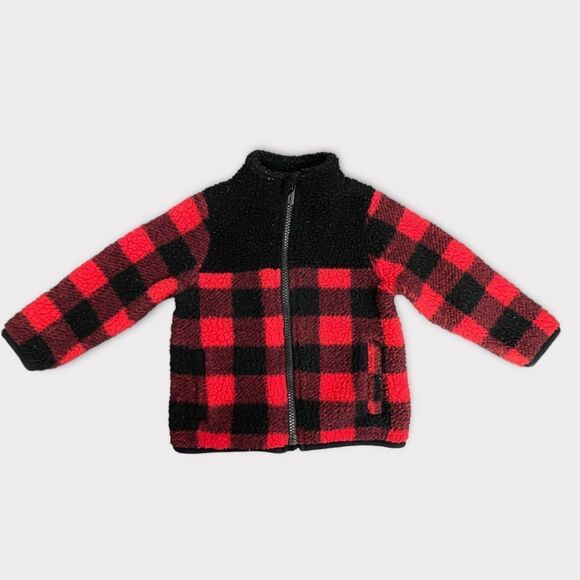 old NAVY | 3/$15 Red and Black Checkered Zip Up Sweater - Picture 1 of 3